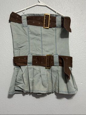 Finesse Double Belted Denim Tube Top